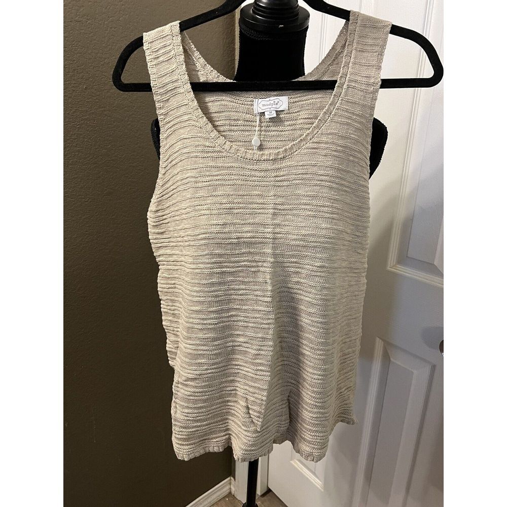 NWT Mud Pie‎ Tan Cherri Knit Tank Top Medium